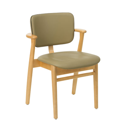 Artek Domus Chair, seat and back upholstered — honey stained/Spectrum Leaf/p. Moss