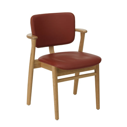 Artek Domus Chair, seat and back upholstered — Oak/Spectrum Terracotta/p. Cognac