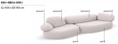 PEBBLE RUBBLE - Sectional modular sofa.