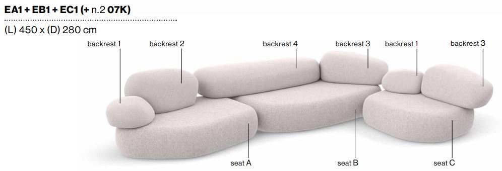 PEBBLE RUBBLE - Sectional modular sofa.