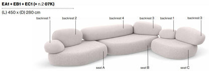 PEBBLE RUBBLE - Sectional modular sofa.