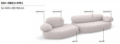 PEBBLE RUBBLE - Sectional modular sofa.