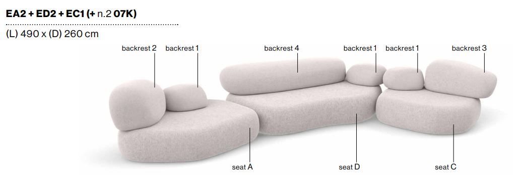 PEBBLE RUBBLE - Sectional modular sofa.