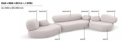 PEBBLE RUBBLE - Sectional modular sofa.