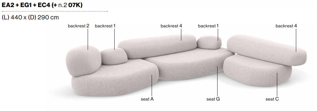 PEBBLE RUBBLE - Sectional modular sofa.