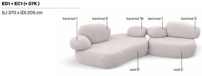 PEBBLE RUBBLE - Sectional modular sofa.