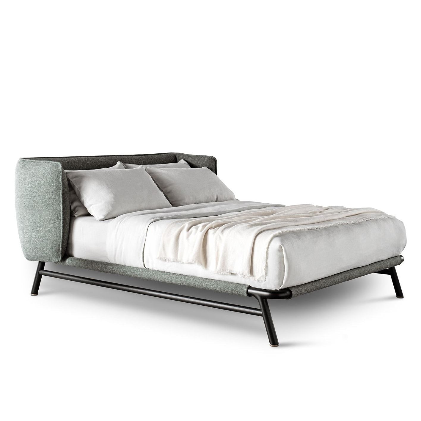 EDOARDO PIPING - Double bed with upholstered headboard (Category : Fabric | COMPACT) (Request Info).