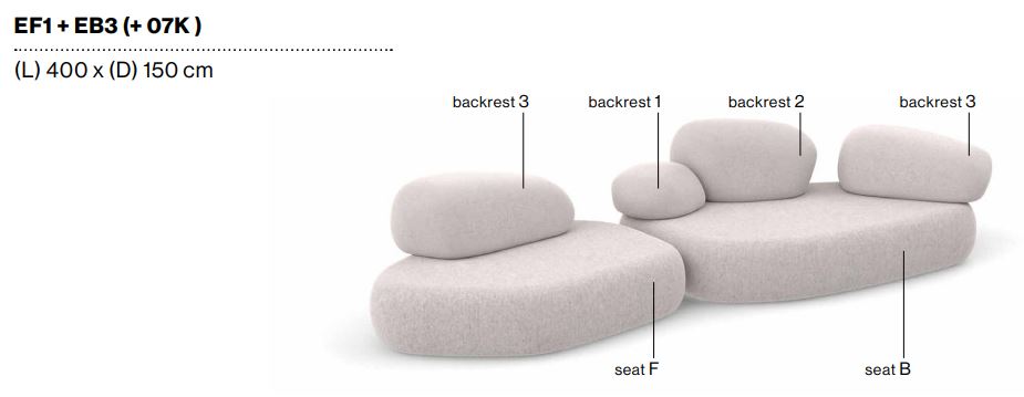 PEBBLE RUBBLE - Sectional modular sofa.