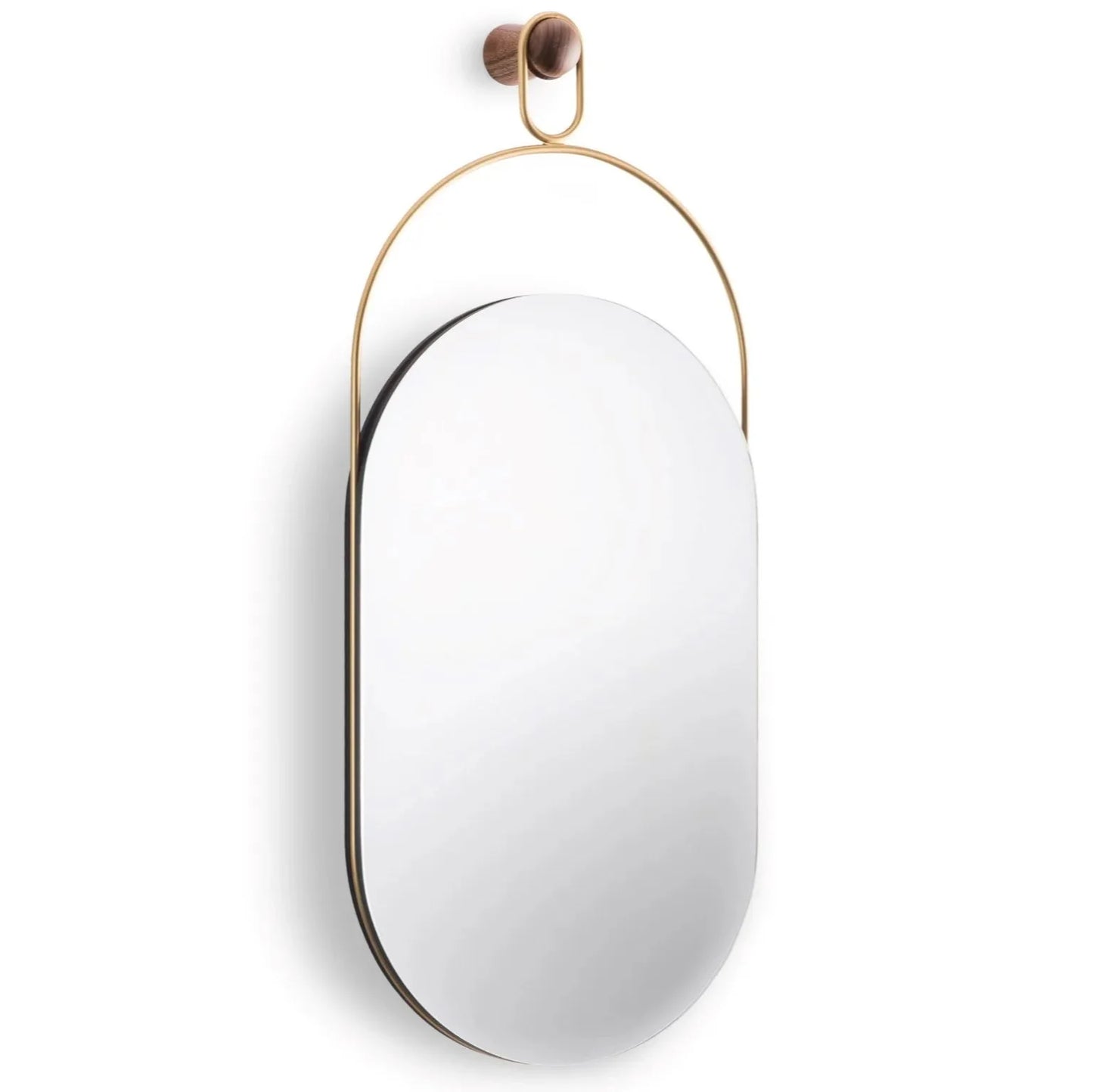 Espejo Eslabón - Oval metal and wooden mirror.