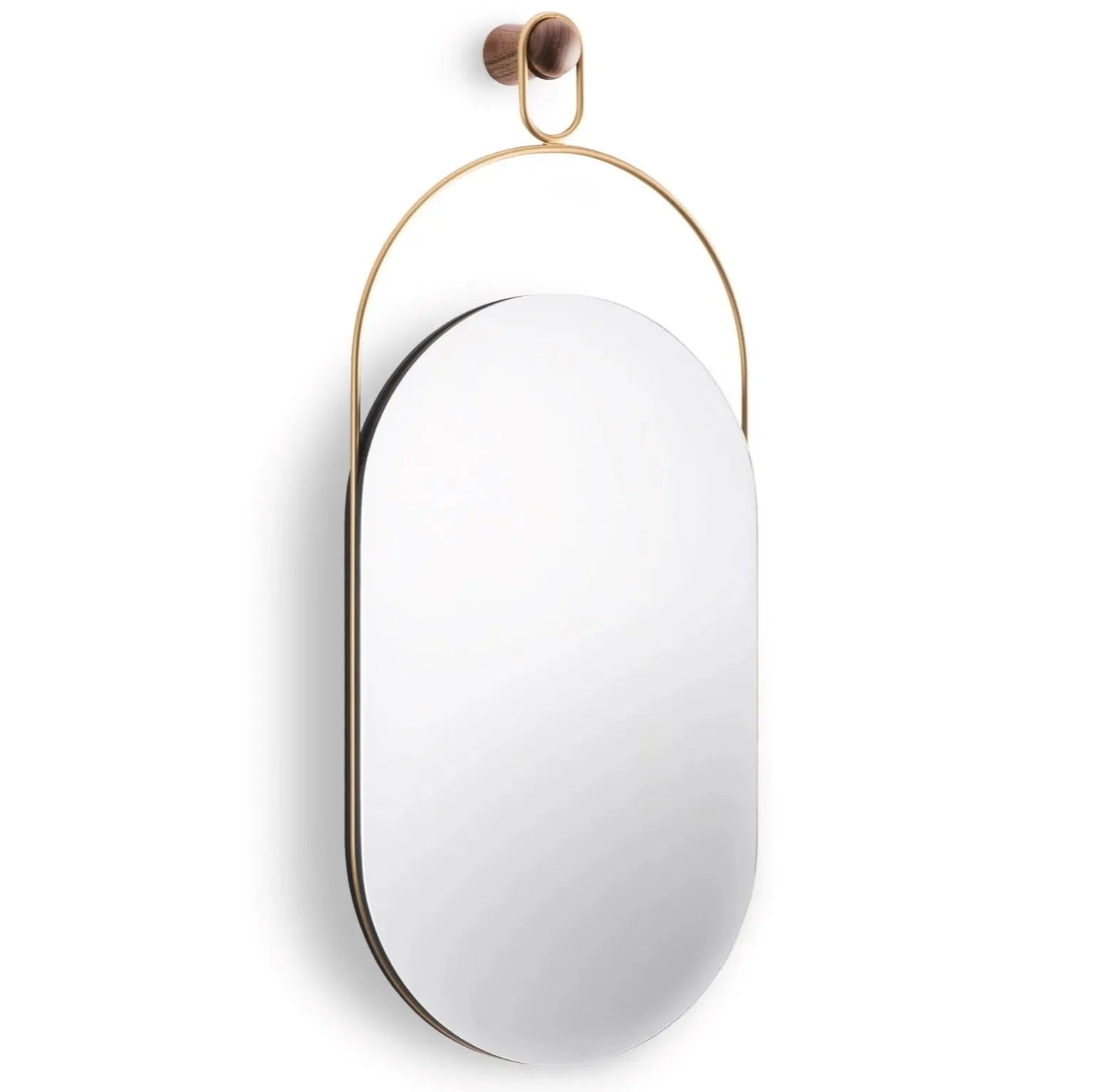 Espejo Eslabón - Oval metal and wooden mirror.