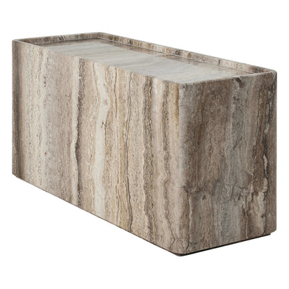 Pietra side table, 30 x 80 x 40 cm, sepia travertine