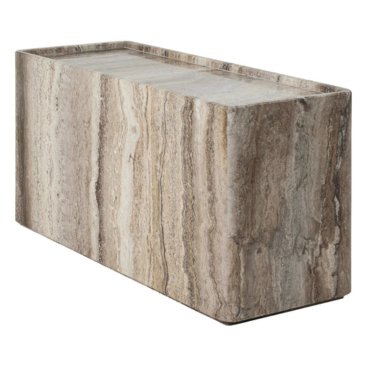 Pietra side table, 30 x 80 x 40 cm, sepia travertine