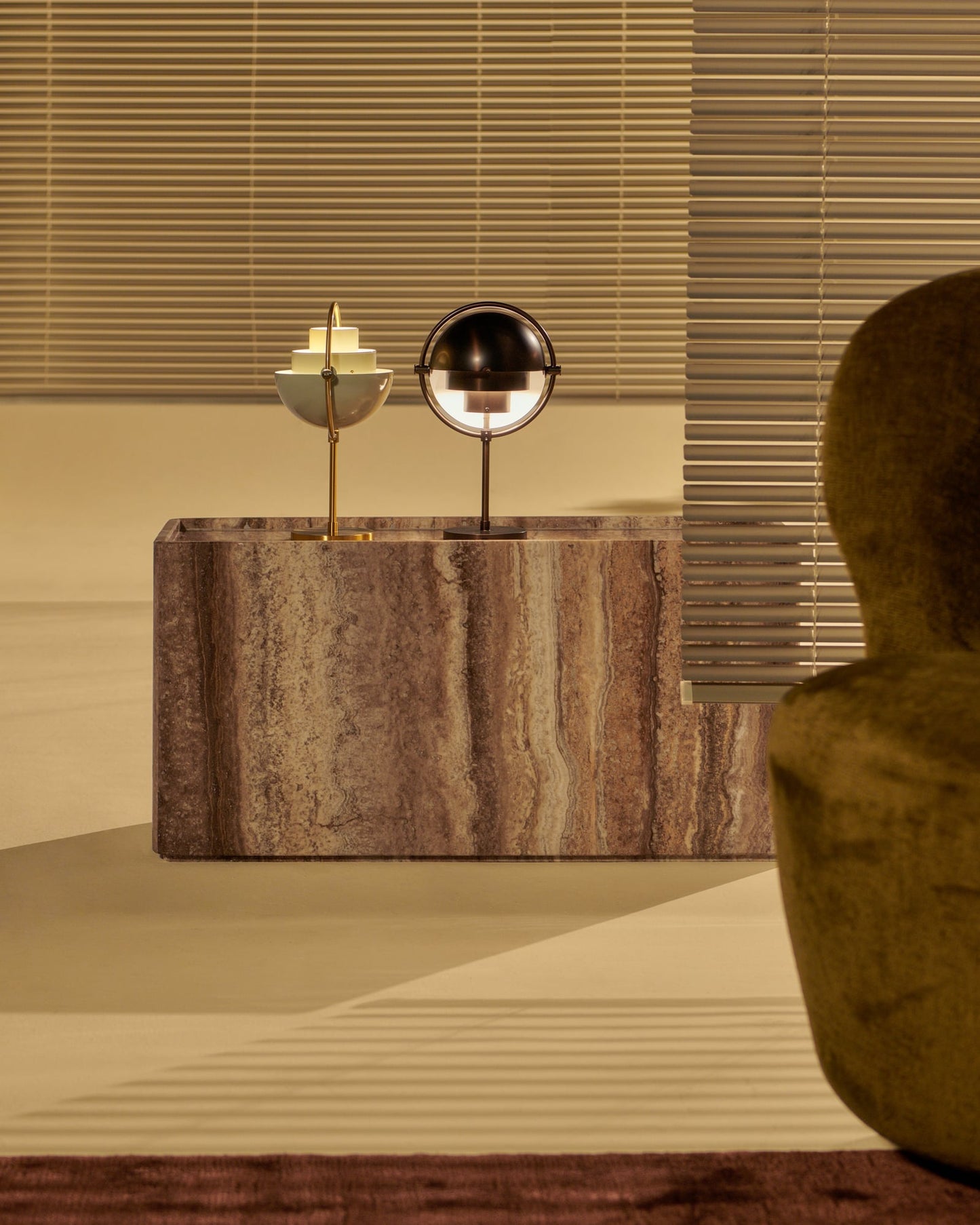 Pietra side table, 30 x 80 x 40 cm, sepia travertine