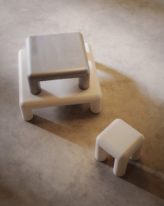 Cubio coffee table, 80 x 80 cm, raw aluminium