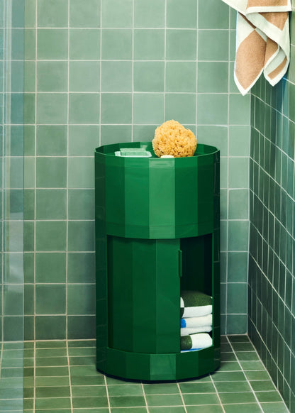 Facet cabinet incl. feet and castors, high, spinach green