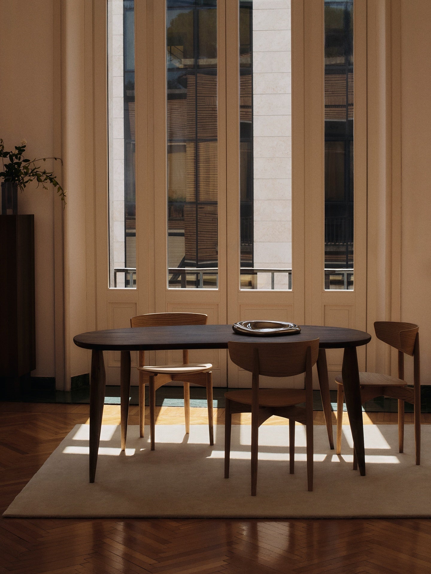 Feve table with a drawer, 86 x 160 cm, walnut