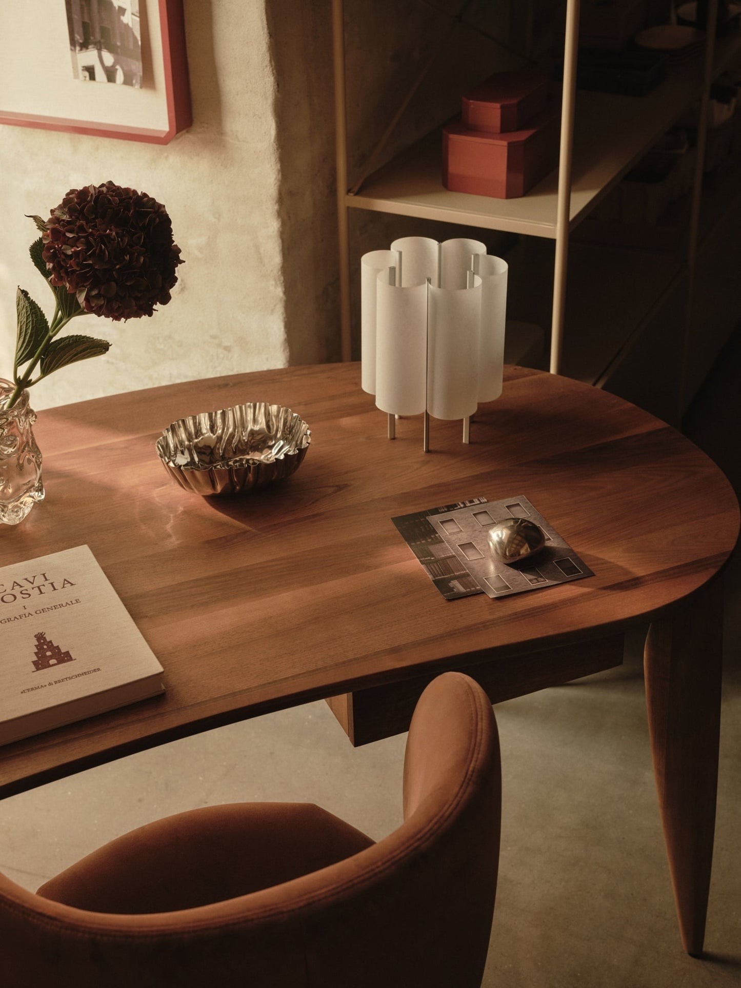 Feve table with a drawer, 86 x 160 cm, walnut