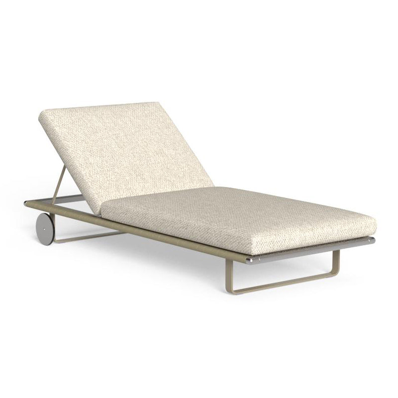 GEORGE - Recliner fabric sun lounger with castors.