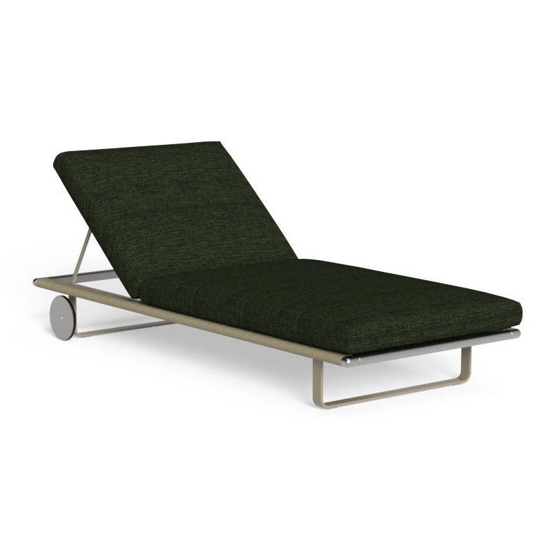 GEORGE - Recliner fabric sun lounger with castors.