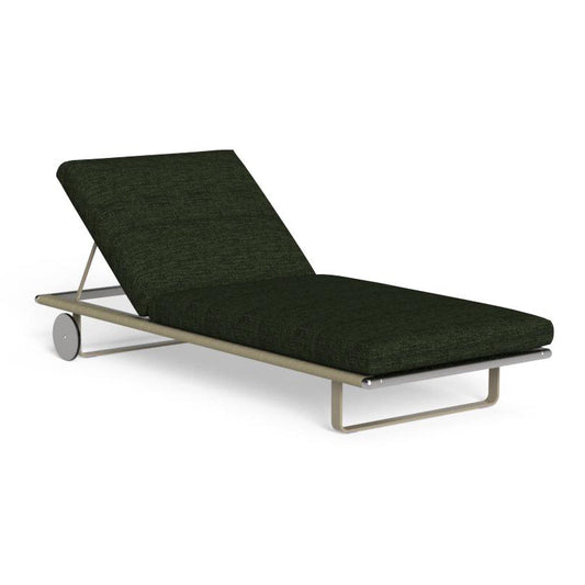 GEORGE - Recliner fabric sun lounger with castors.