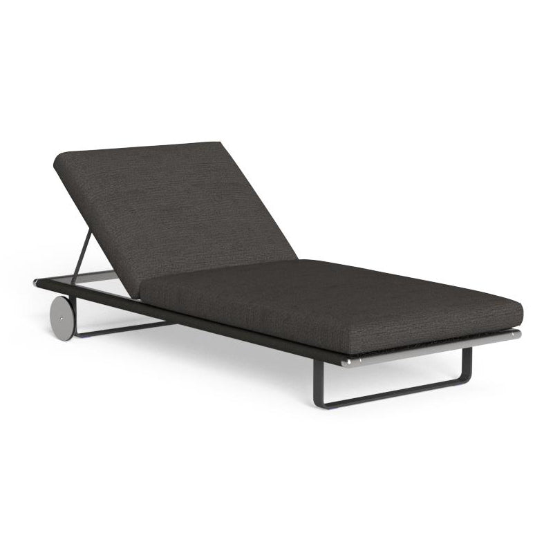 GEORGE - Recliner fabric sun lounger with castors.