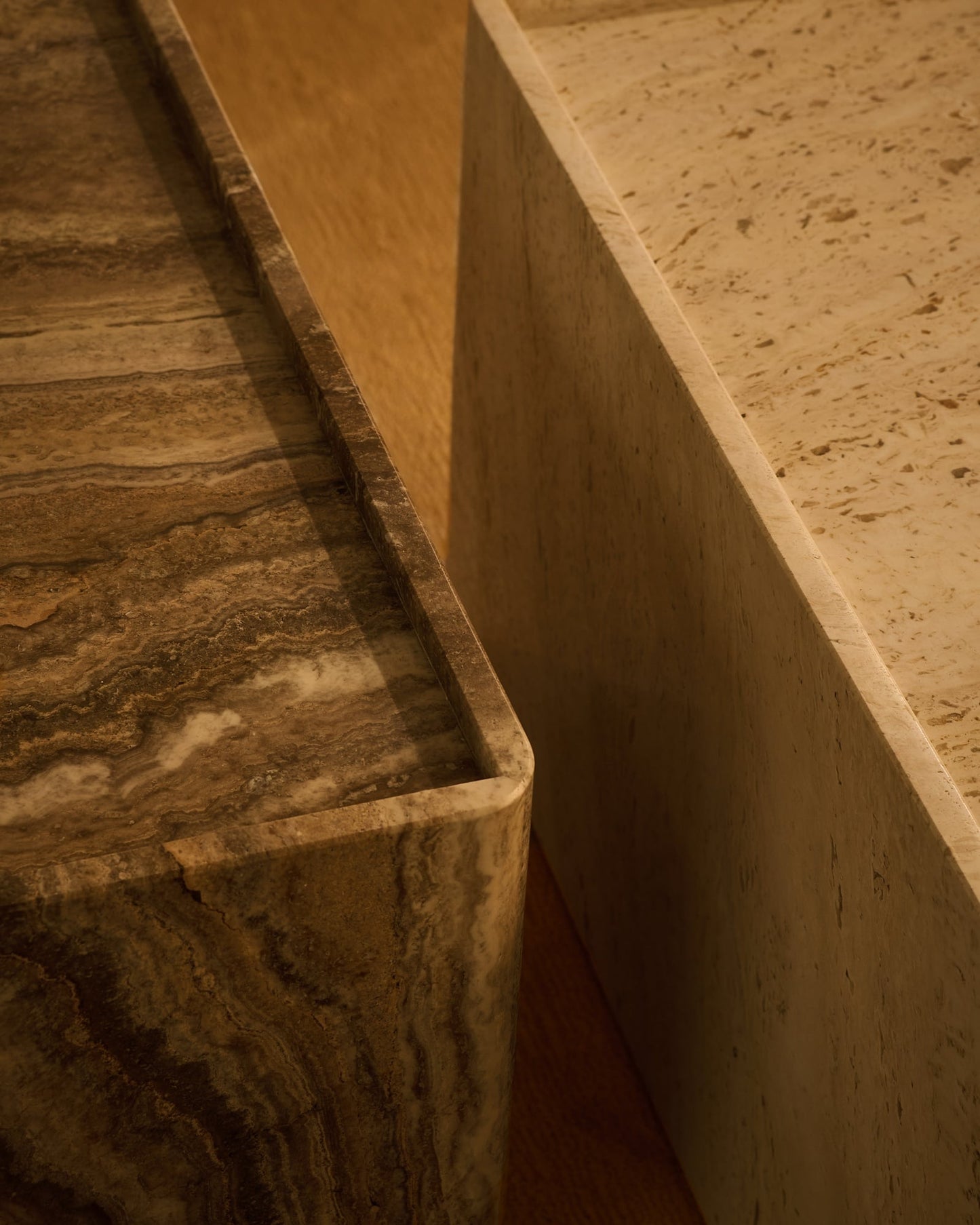 Pietra side table, 30 x 80 x 40 cm, sepia travertine