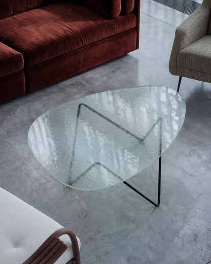 Pedrera coffee table, black - transparent structured glass