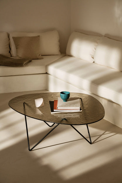 Pedrera coffee table, black - bronze structured glass