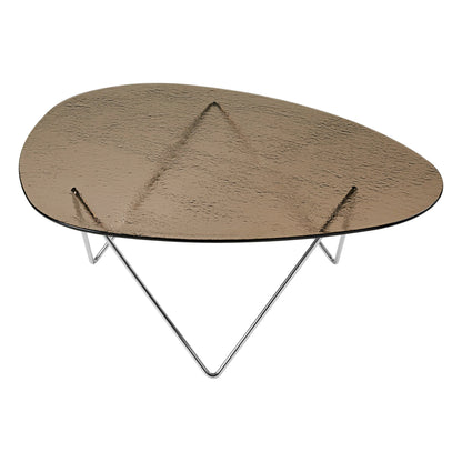 Pedrera coffee table, chrome - bronze structured glass