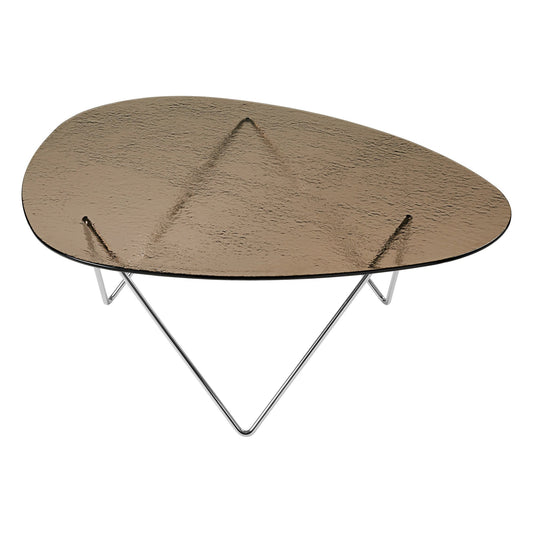 Pedrera coffee table, chrome - bronze structured glass