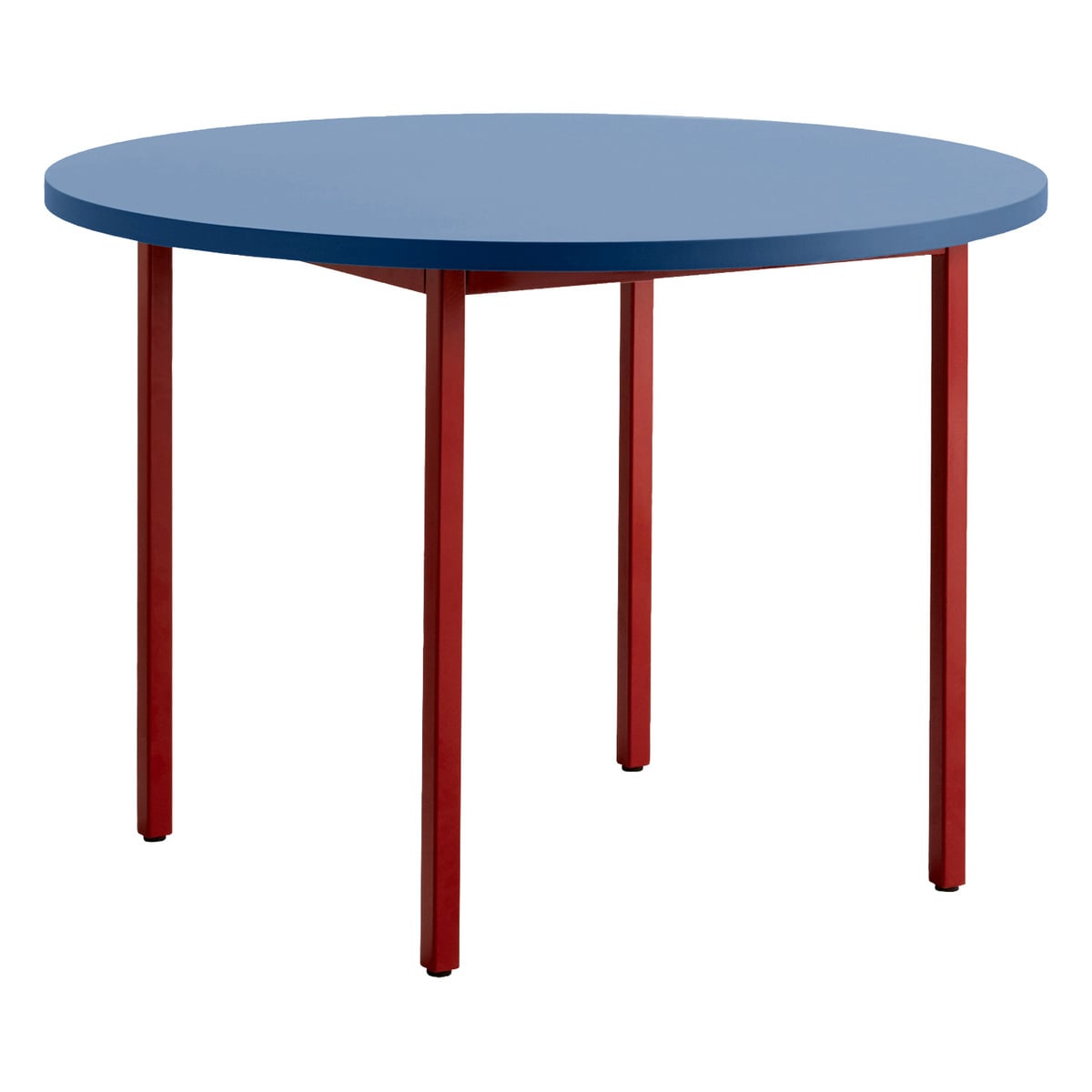 Two-Colour table, 105 cm, maroon red - blue