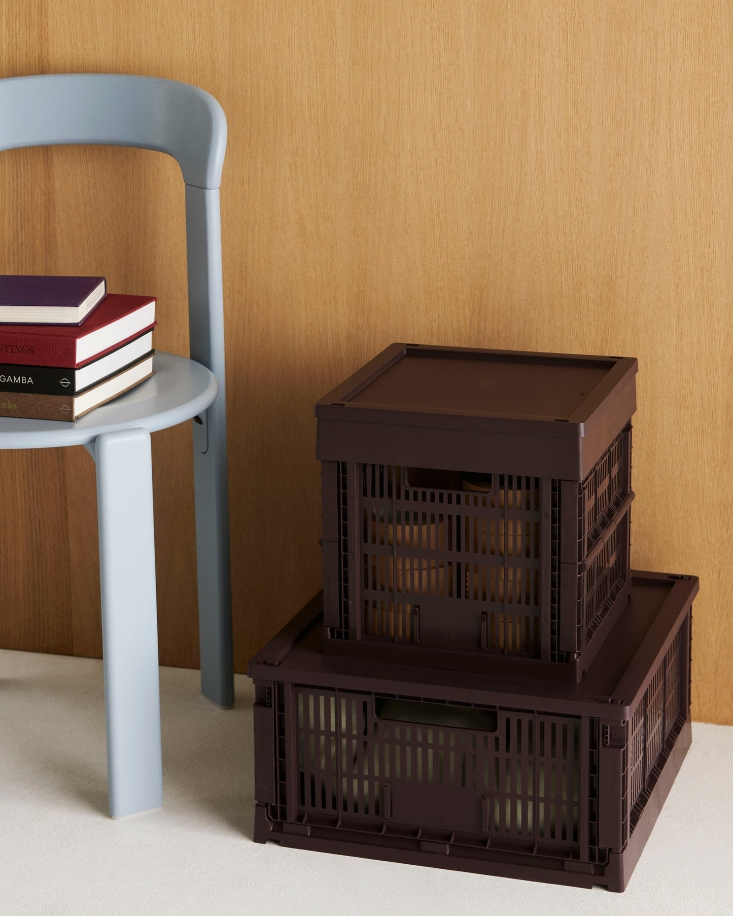 Colour Crate, L Square, recycled plastic, bordeaux