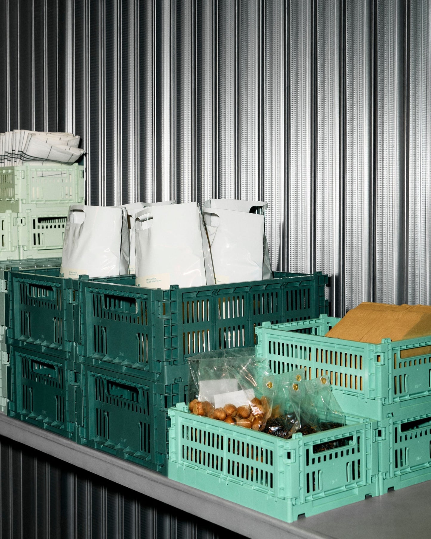 Colour Crate, M, recycled plastic, dark green
