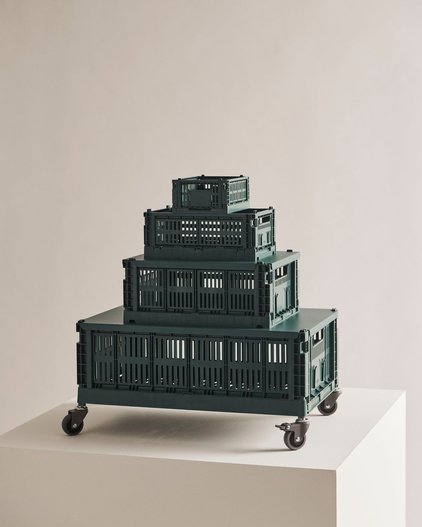 Colour Crate, S, recycled plastic, dark green