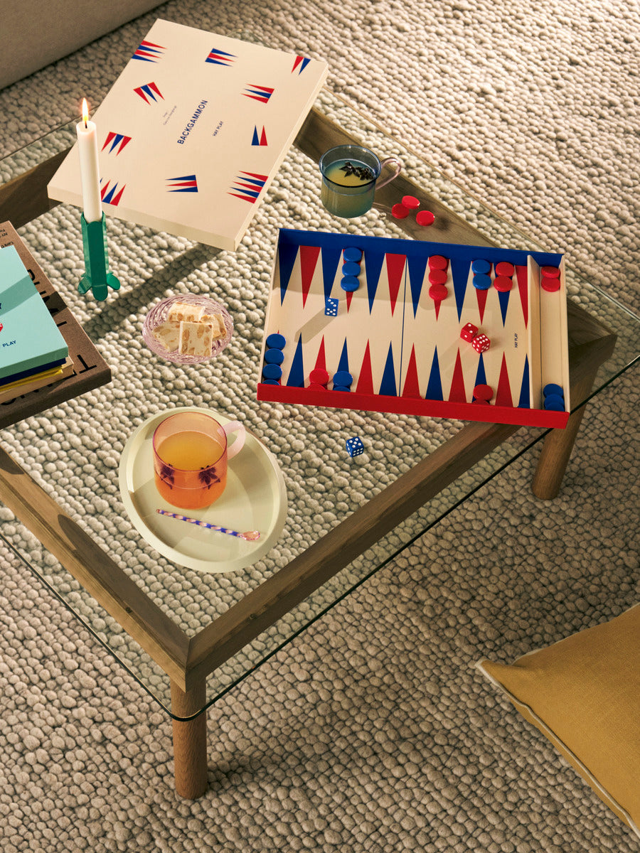 Kofi table 60 x 60 cm, lacquered oak - clear glass