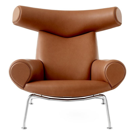 Wegner Ox chair by Fredericia #brushed chrome - cognac leather #
