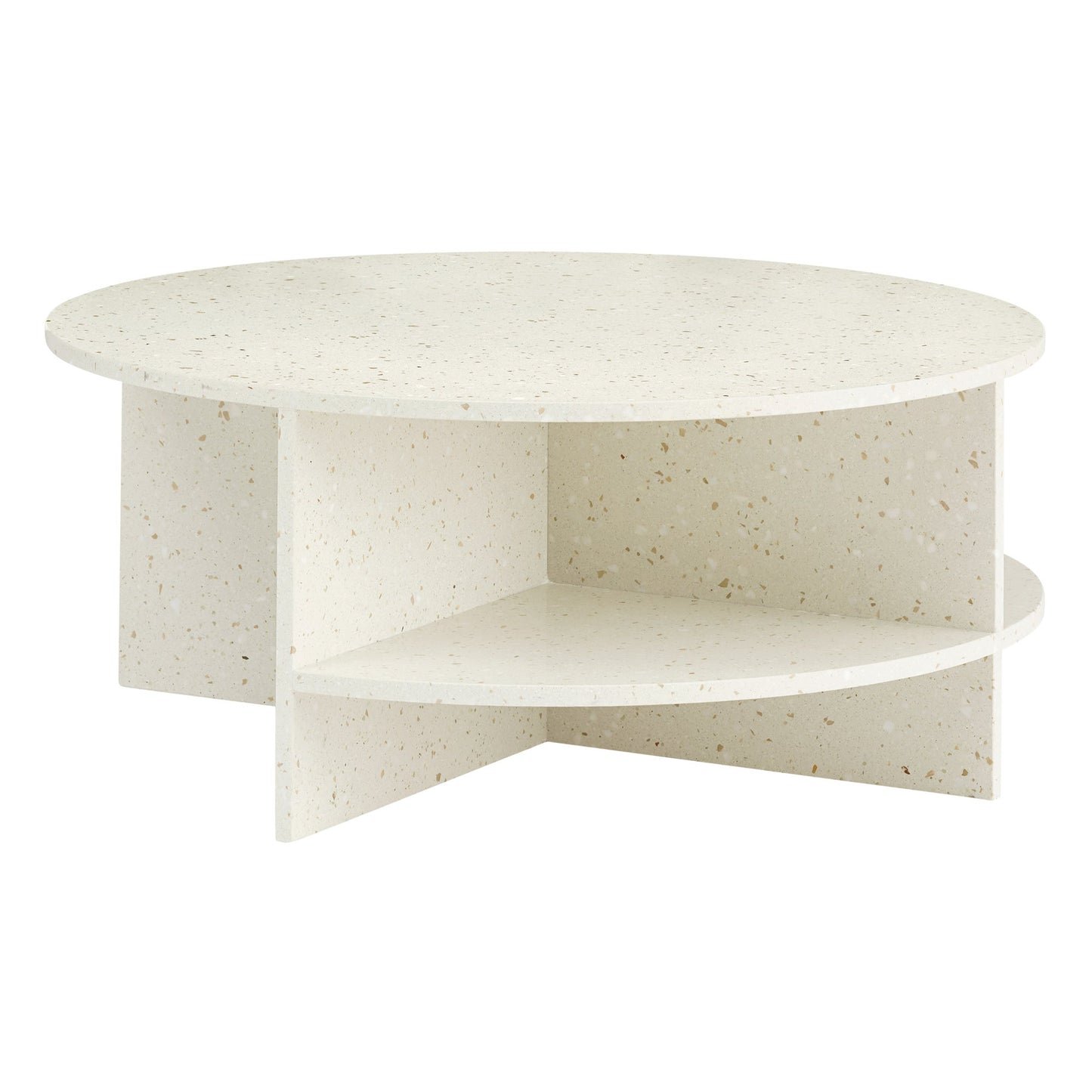 Halves coffee table, off-white terrazzo