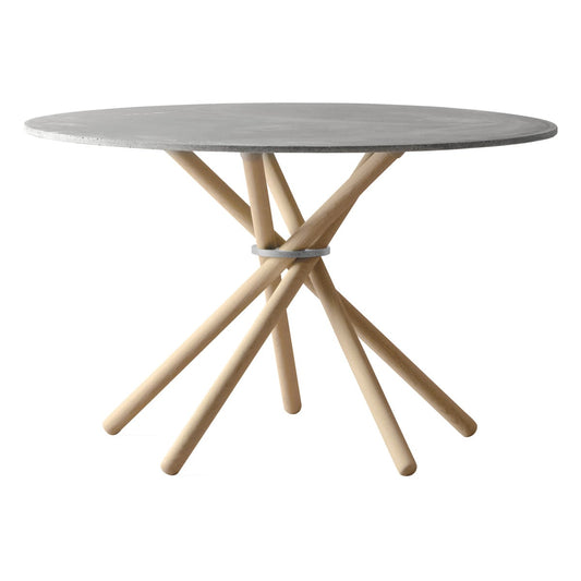 Hector dining table, 120 cm, light concrete - light oak