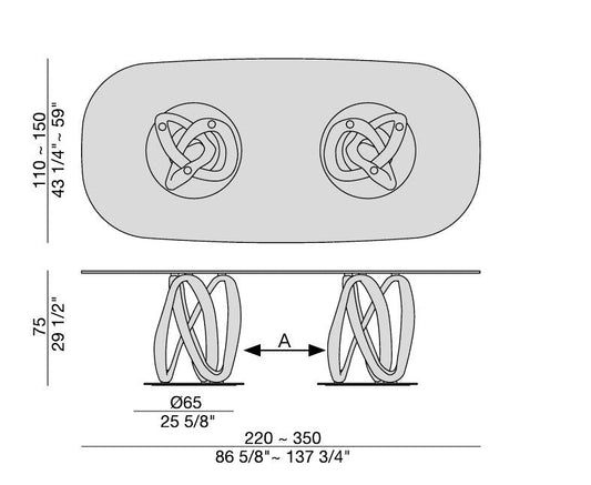 INFINITY - Oval Table with 2 Base (Glass)