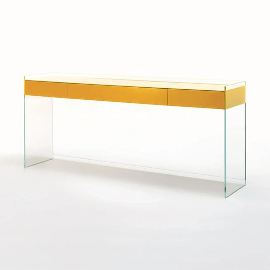 FLOAT - Rectangular crystal console table with 3 drawers.