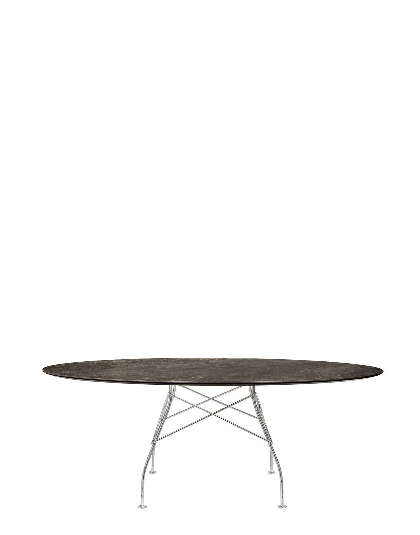 Glossy Marble Oval Table.