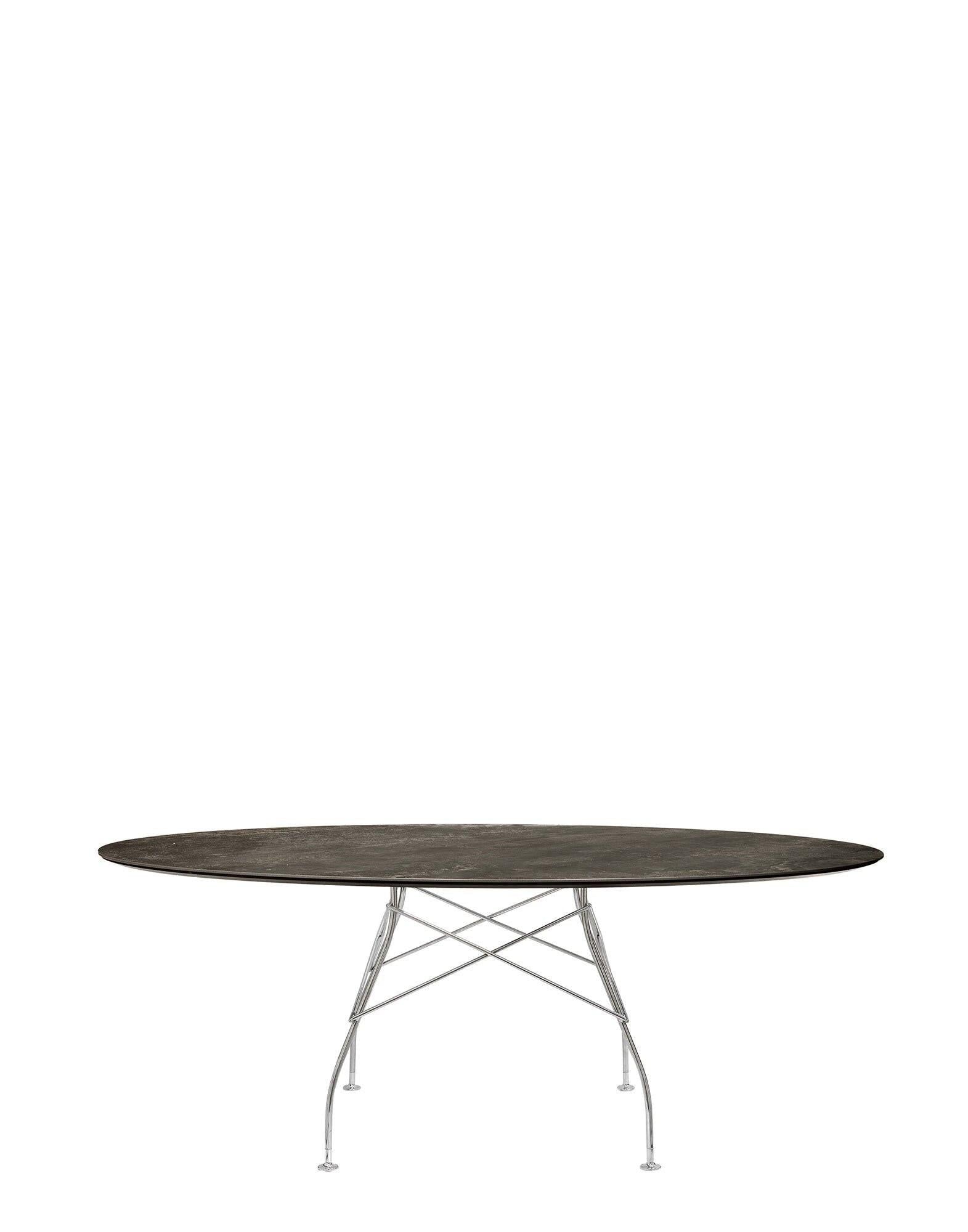 Glossy Marble Oval Table.