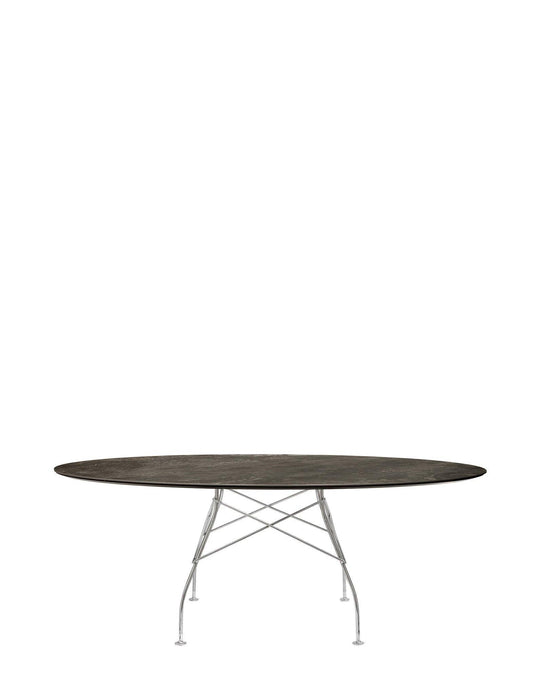 Glossy Marble Oval Table.