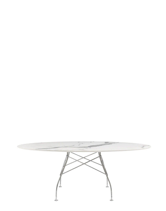 Glossy Marble Oval Table.