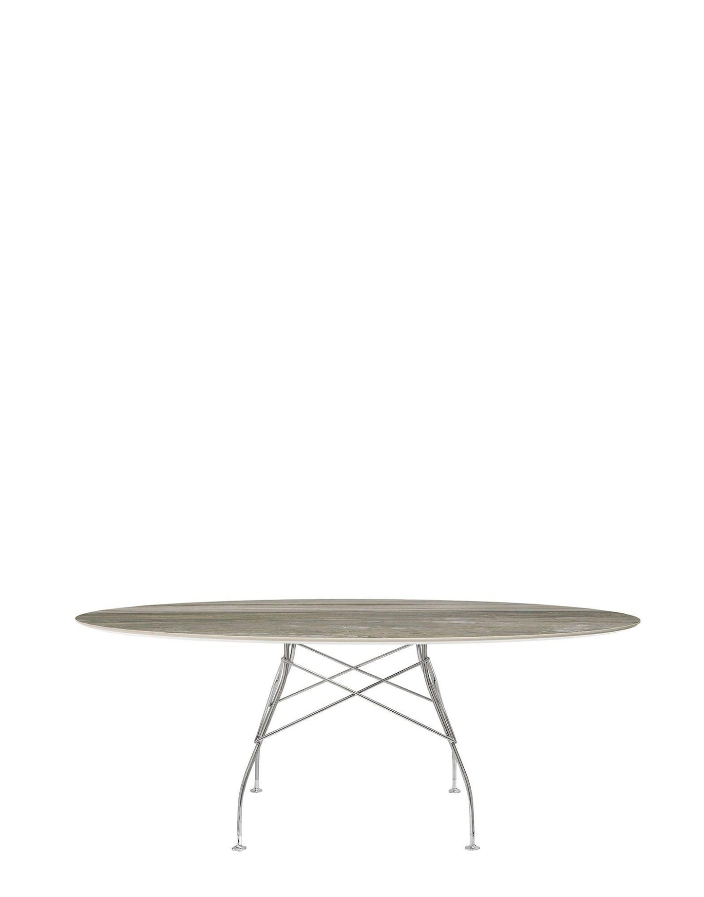 Glossy Marble Oval Table.