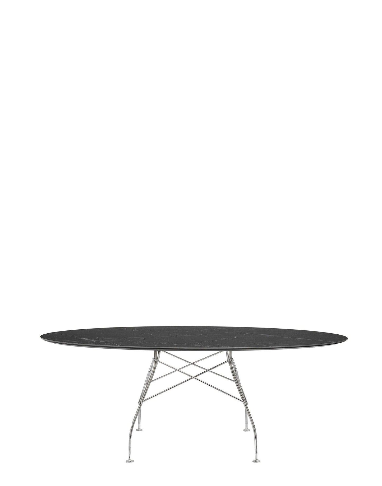 Glossy Marble Oval Table.