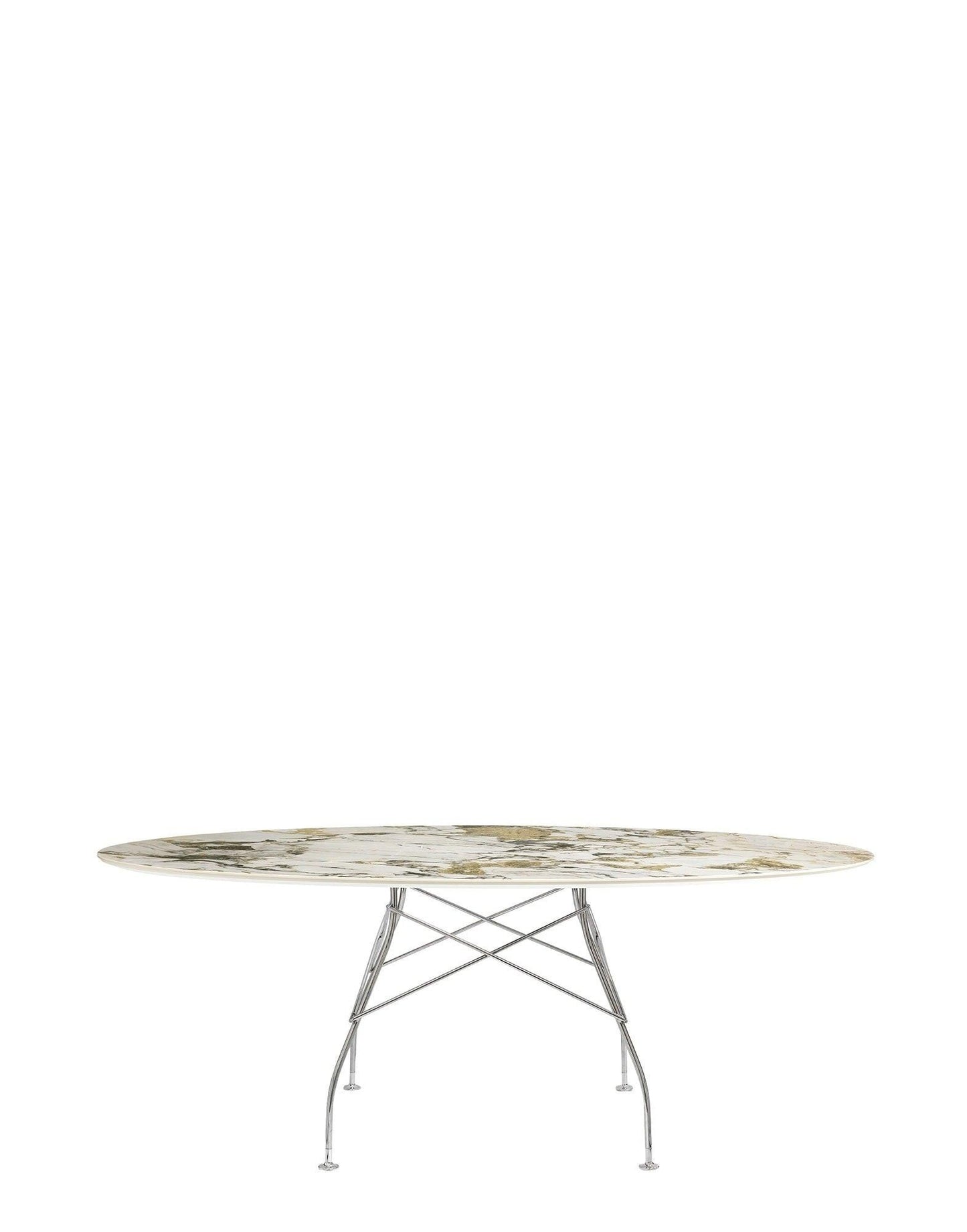 Glossy Marble Oval Table.
