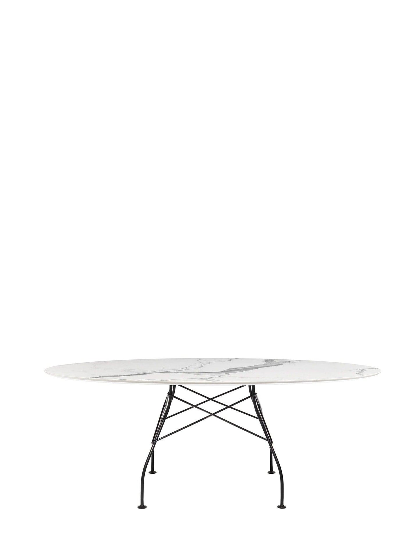 Glossy Marble Oval Table.