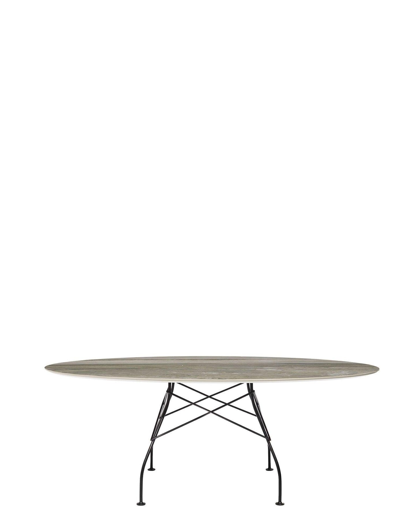 Glossy Marble Oval Table.