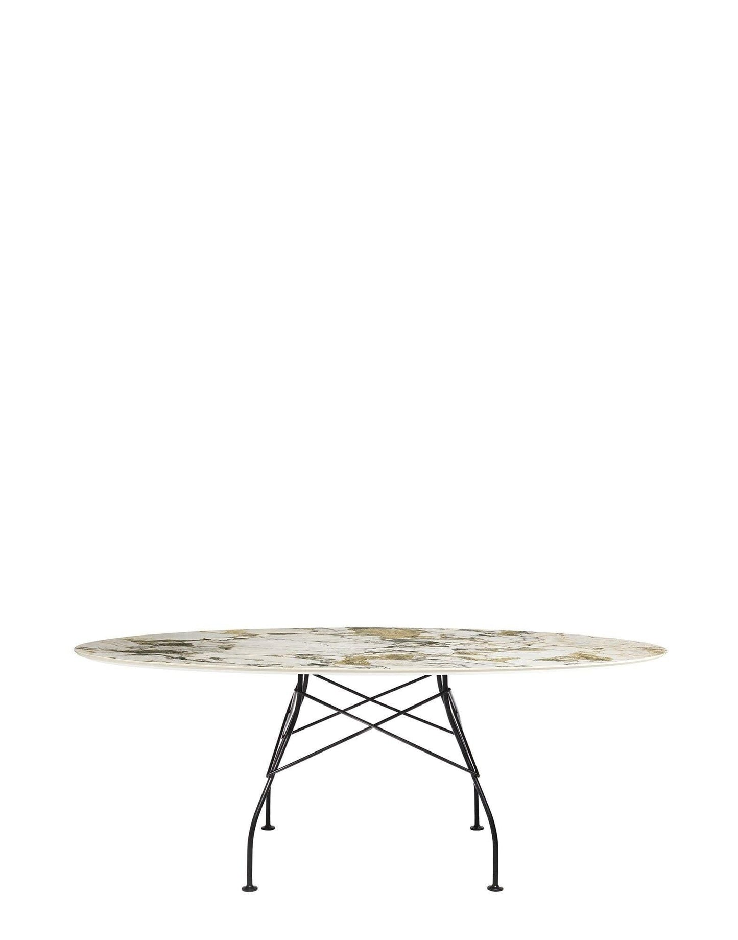 Glossy Marble Oval Table.